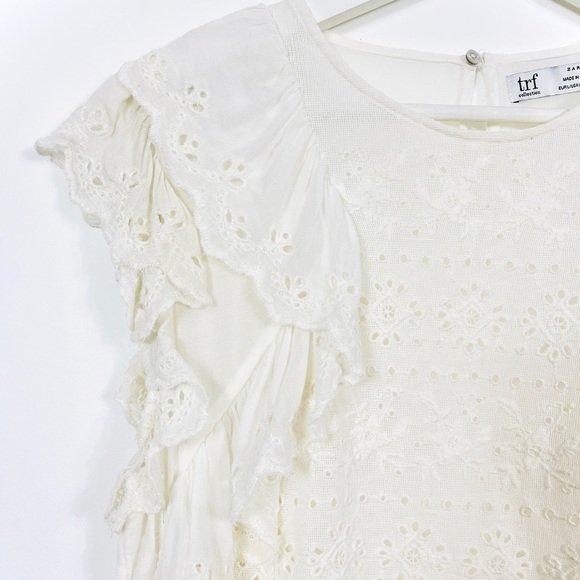 Zara White Semi-Sheer Frilly Top - Picture 4 of 5